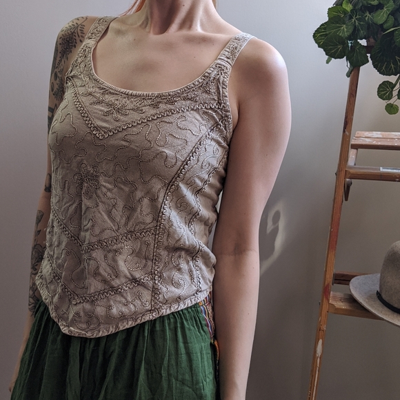 Beige Embroidered Top - Picture 2 of 3